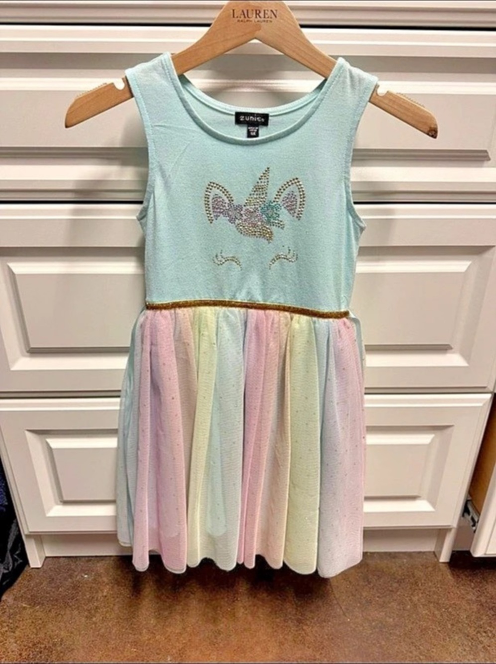 Zunie Unicorn Rainbow Tutu Dress Girls 6X Like New